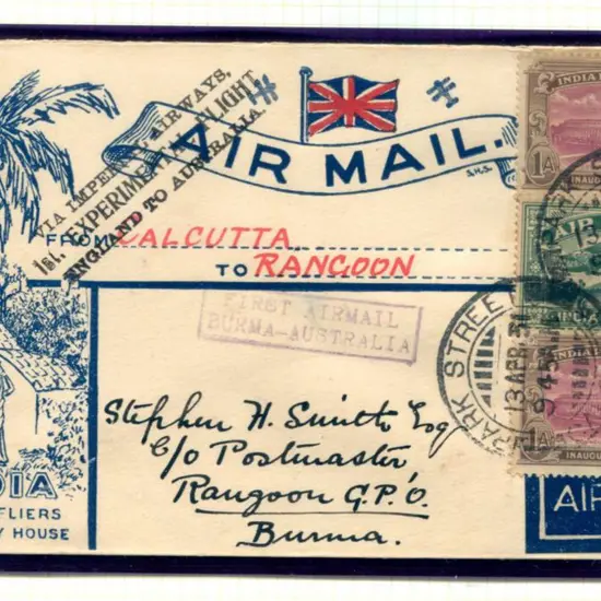 1931 (4th Apr) Calcutta to Rangoon intermediate ...