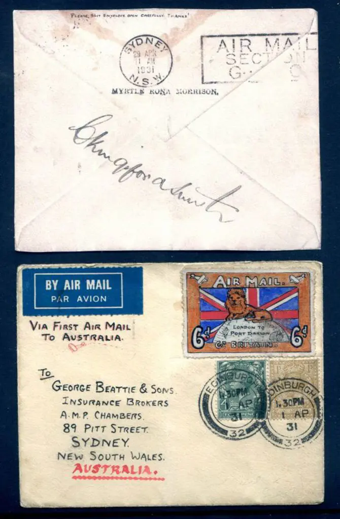 1931 (4th Apr) England to Australia with 4d & 1/- ... Image 1++
