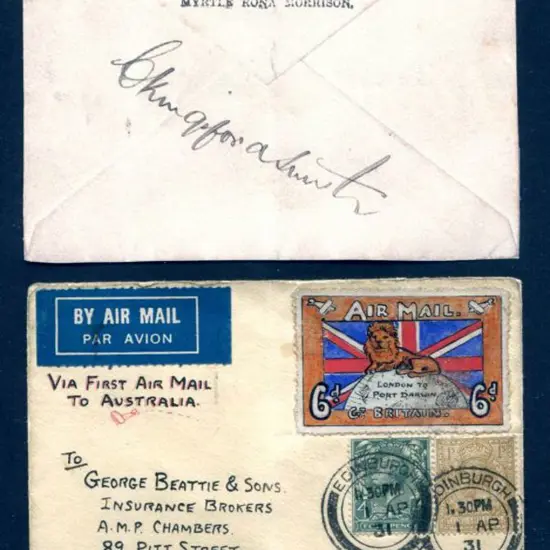 1931 (4th Apr) England to Australia with 4d & 1/- ...