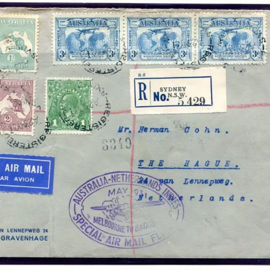 1931 (22nd May) Australia to Holland KLM ...