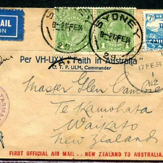 1934 (17th Feb) New Zealand to Australia & return ...