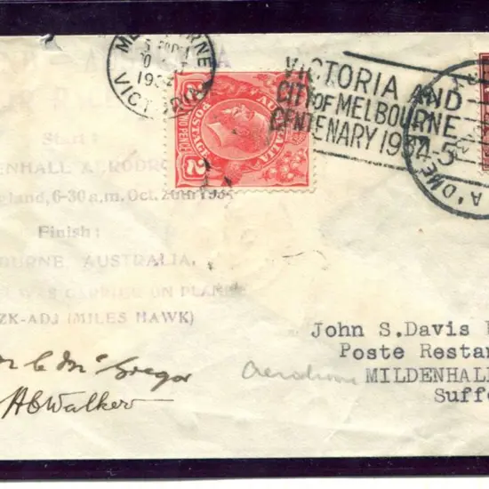 1934 (20th Oct) MacRobertson Air Race - N McGregor ...