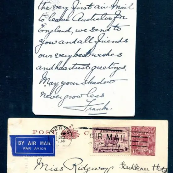 1934 (8th Dec) England to Aust Imperial ...