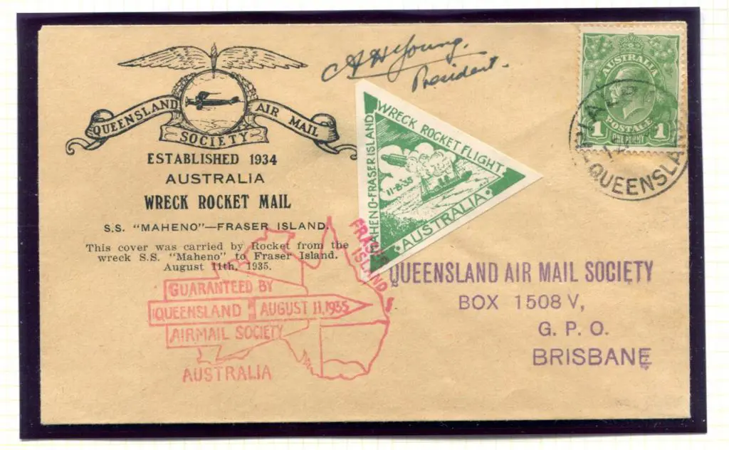 1935 (11th Aug) "Wreck Rocket Mail" fired from the ... Image 1++