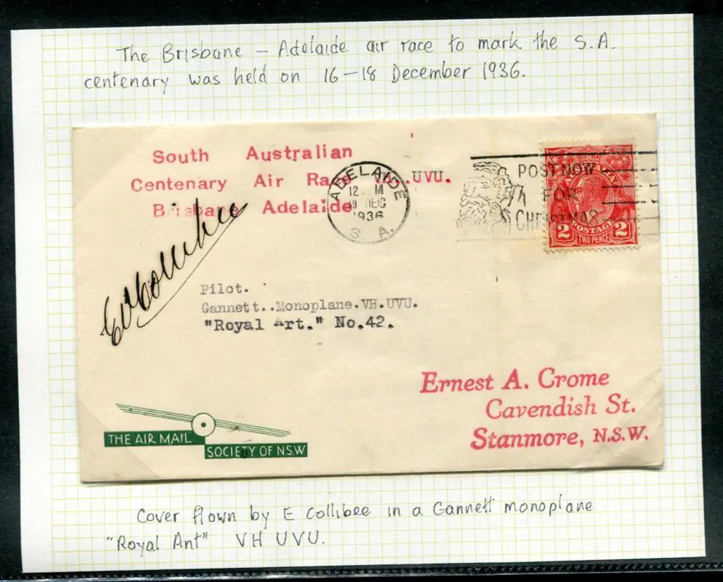 1936 (16th Dec) South Australian Centenary Air ... Image 1++