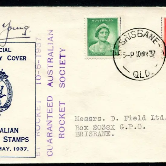 1937 (10th May) Rocket Mail Society 1d QM & 2d ...