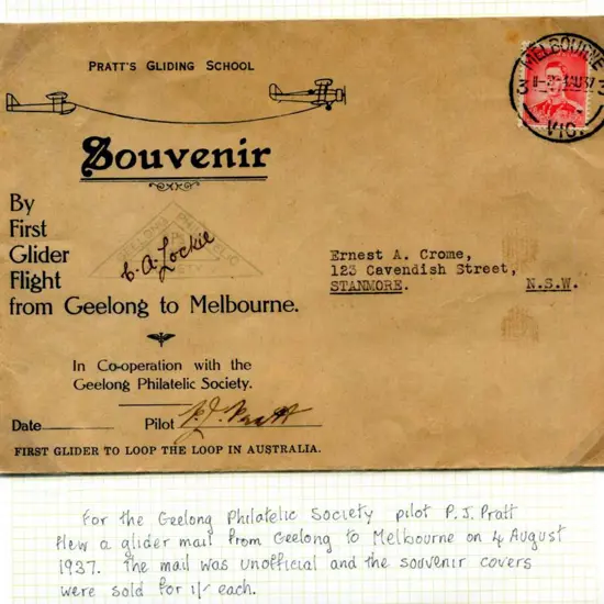 1937 (4th Aug) Geelong to Melbourne first glider ...