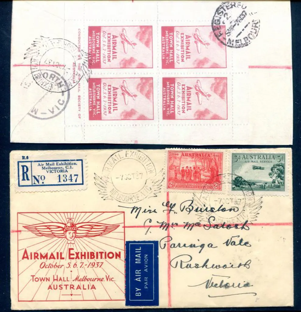 1937 (5-7th Oct) Air Mail Exhibition Melbourne ... Image 1++