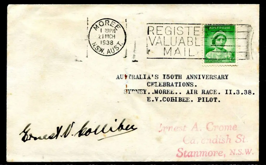 1938 (11th Mar) Sydney to Moree Air Race cover ... Image 1++