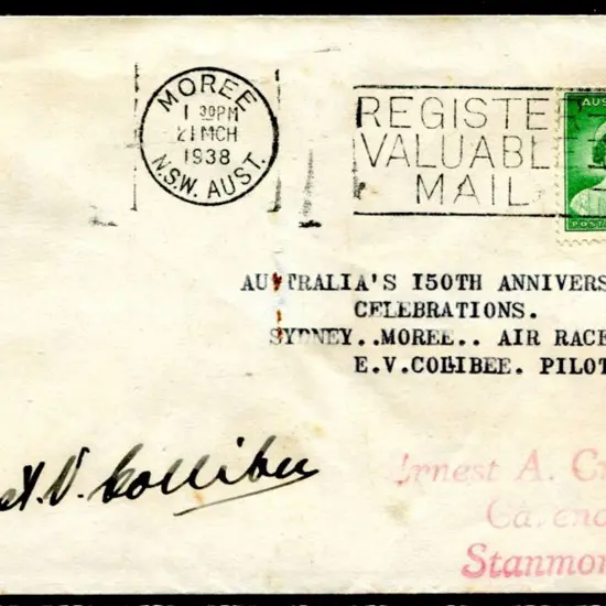 1938 (11th Mar) Sydney to Moree Air Race cover ...