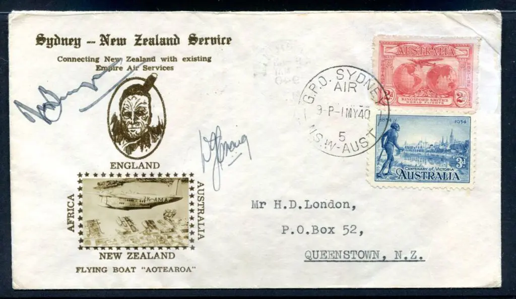 1940 (30th Apr) Sydney to NZ illust commem cover ... Image 1++