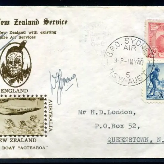 1940 (30th Apr) Sydney to NZ illust commem cover ...
