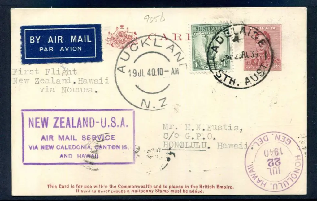 1940 (16th July) Australia to Hawaii intermediate ... Image 1++