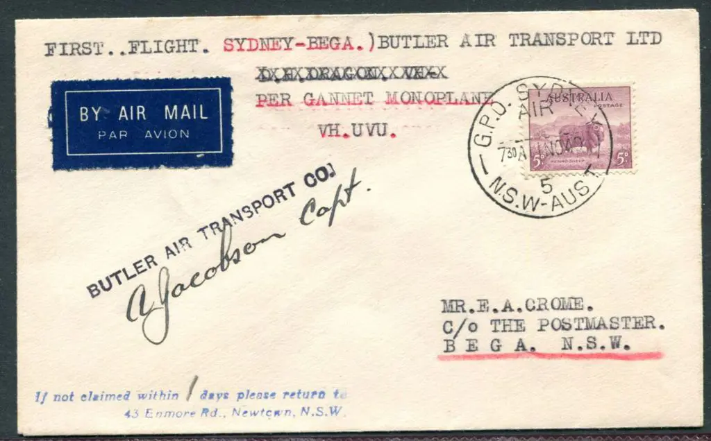 1940 (11th Nov) Sydney to Bega Butler Air ... Image 1++