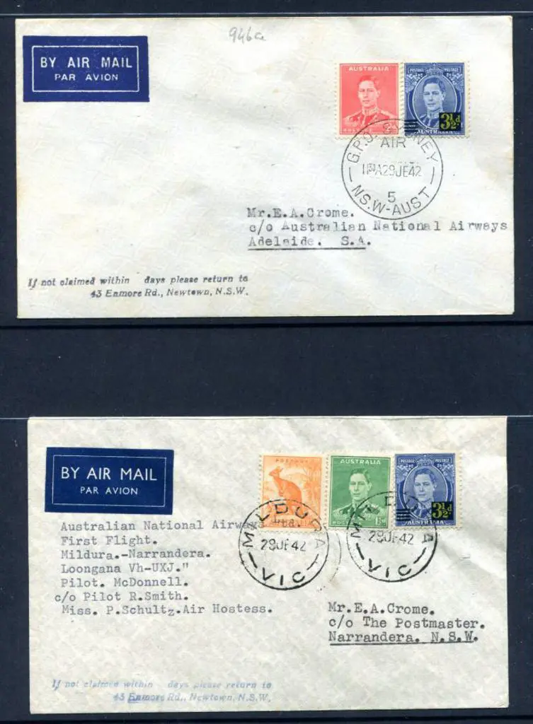1942 (29th June) Sydney to Adelaide ANA wartime ... Image 1++