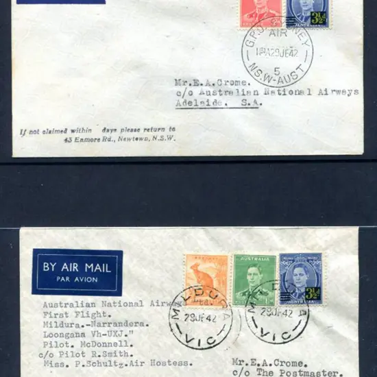 1942 (29th June) Sydney to Adelaide ANA wartime ...
