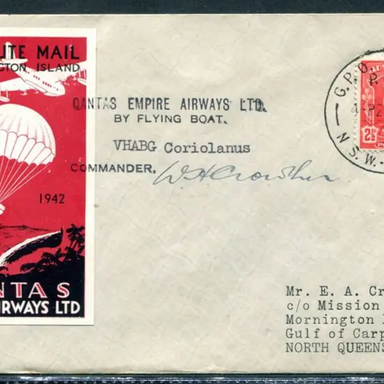 1942 (23rd Dec) Sydney to Mornington Island Qantas ...