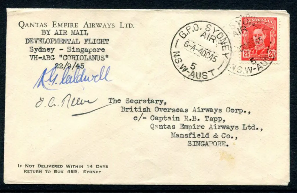 1945 (4th Oct) Australia to Singapore Qantas ... Image 1++