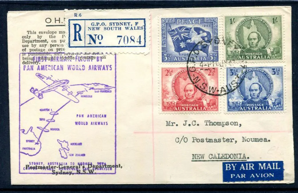 1947 (10th July) Australia to New Caledonia Pan Am ... Image 1++