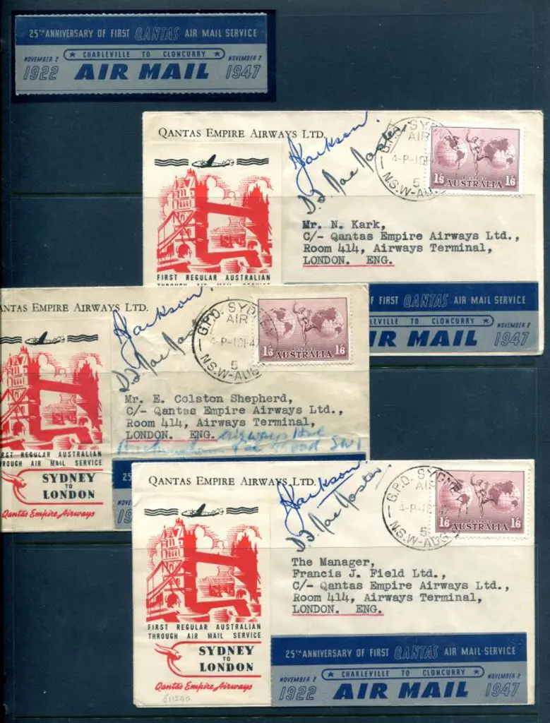 1947 (1st Dec) Australia to England Qantas first ... Image 1++