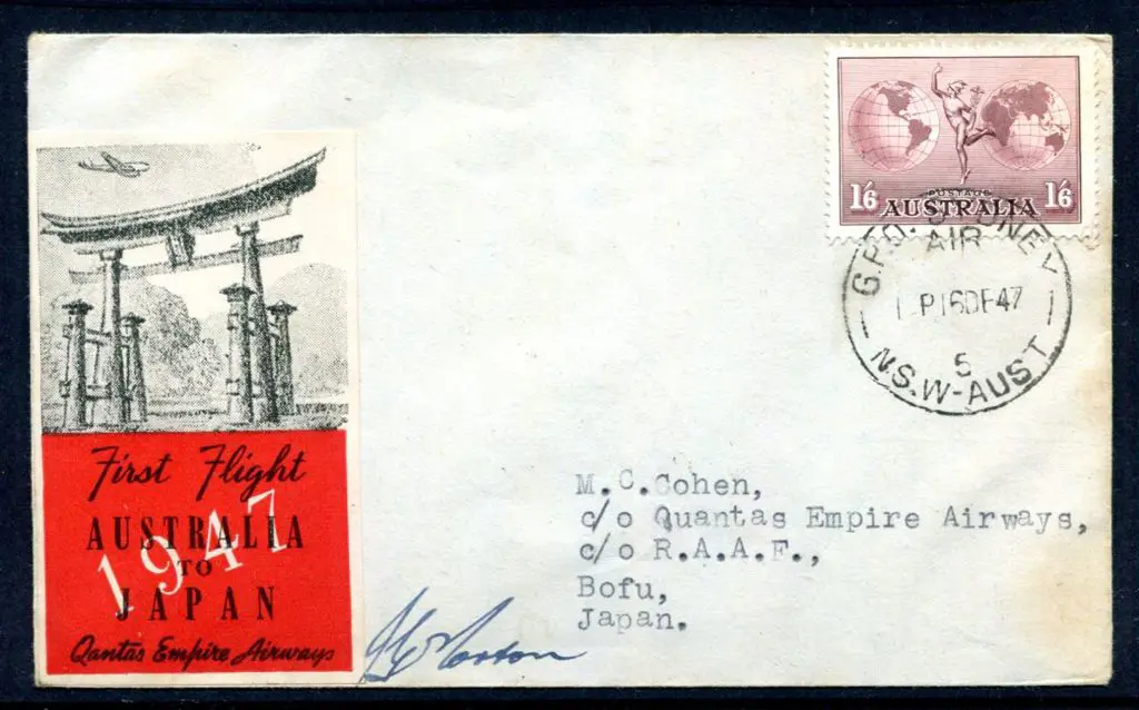 1947 (16th Dec) Australia to Japan Qantas first ... Image 1++