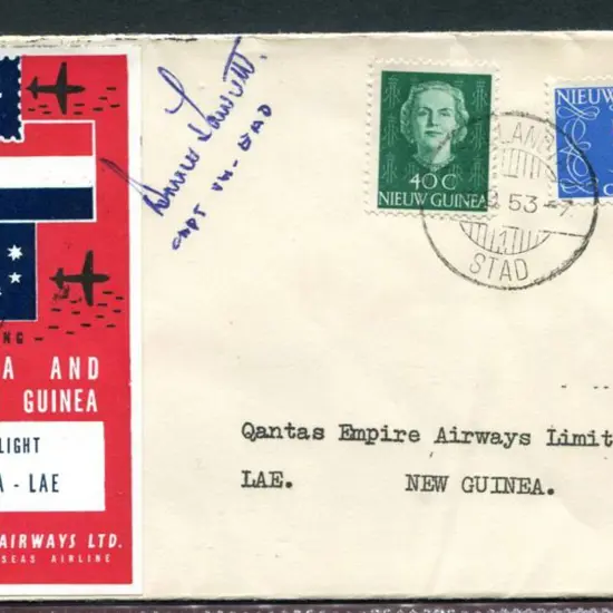 1953 (7th Sept) Hollandia to Lae cover with Qantas ...