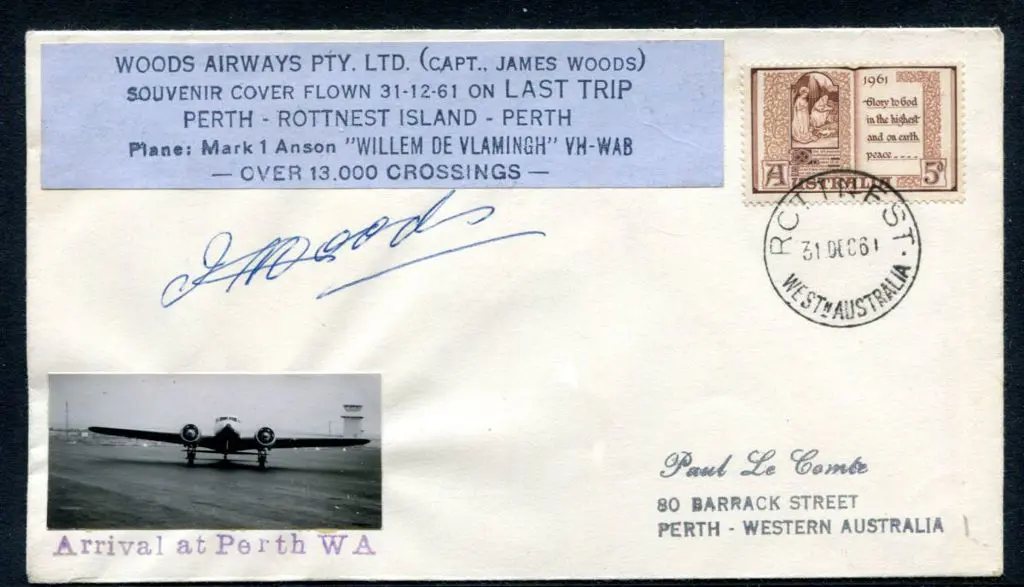 1961 (31st Dec) Rottnest to Perth with "WOODS ... Image 1++
