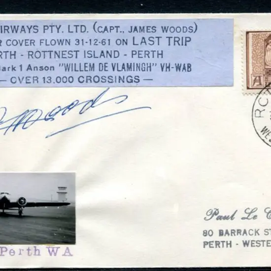1961 (31st Dec) Rottnest to Perth with "WOODS ...