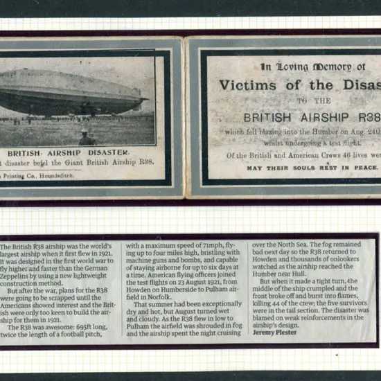 1921 British Airship R38 "In Loving Memory of ...