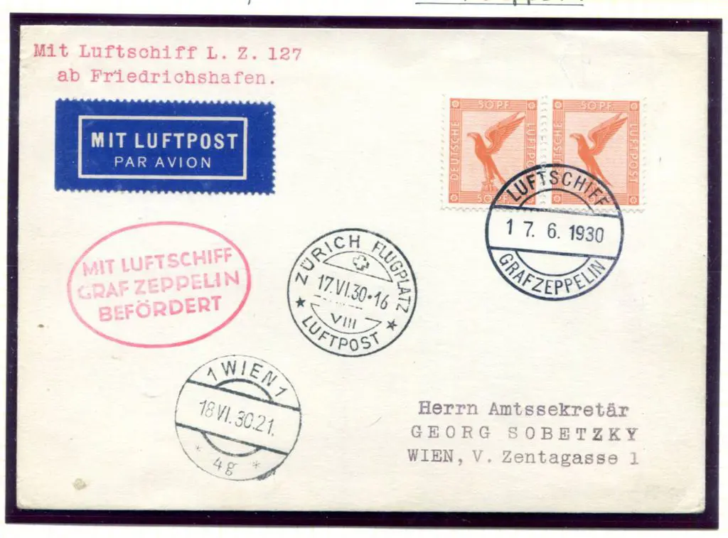 LZ127 Switzerland Flight mail drop 17.VI.30 at ... Image 1++