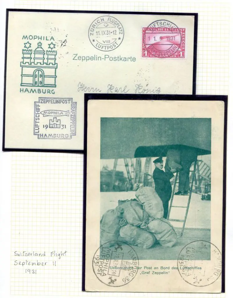 LZ127-133Bb Switzerland Flight card Sep 11 1931 ... Image 1++
