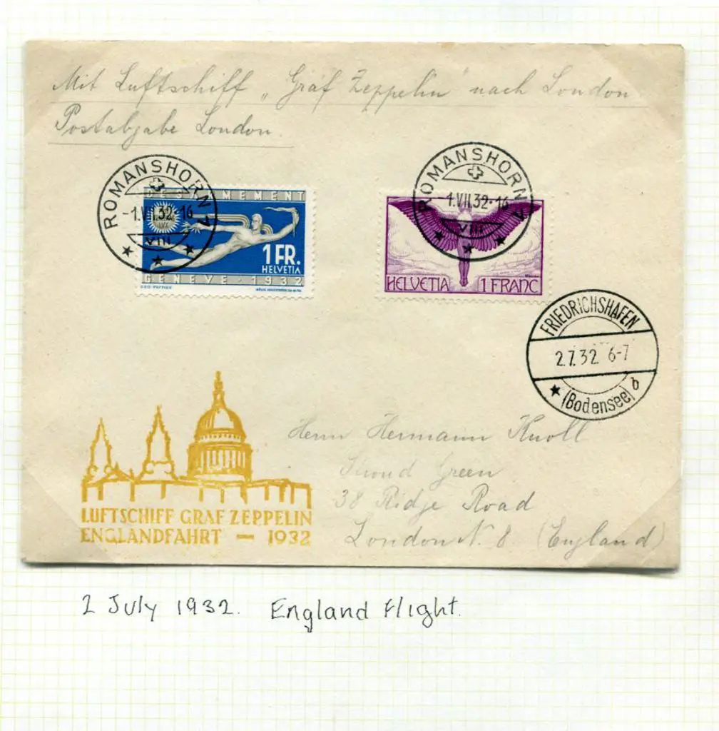LZ127-155A England Flight July 2 1932 cover with ... Image 1++