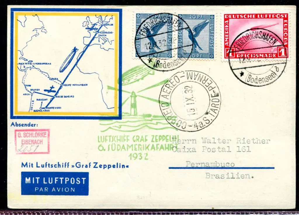 LZ127-171 6th S. America Flight illustrated route ... Image 1++