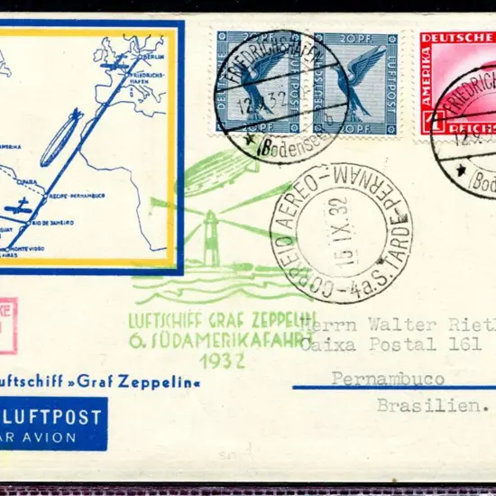 LZ127-171 6th S. America Flight illustrated route ...