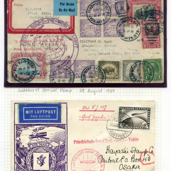 LZ127-28B with German Weltrundfahrt 1929 cachet in ...