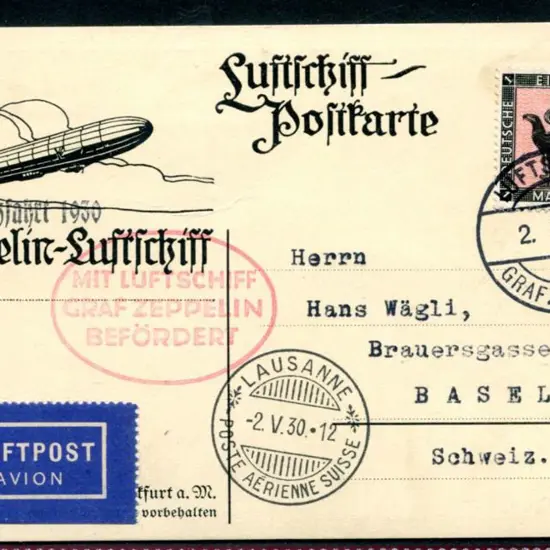 LZ127-47B Switzerland Flight with mail drop at ...