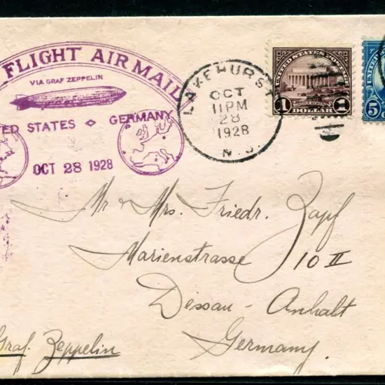 LZ127-7A Graf Zeppelin Lakehurst-Germany cover ...