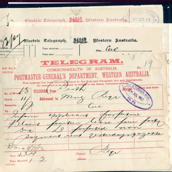 1896-1912 group of used "Electric Telegraph" forms ...