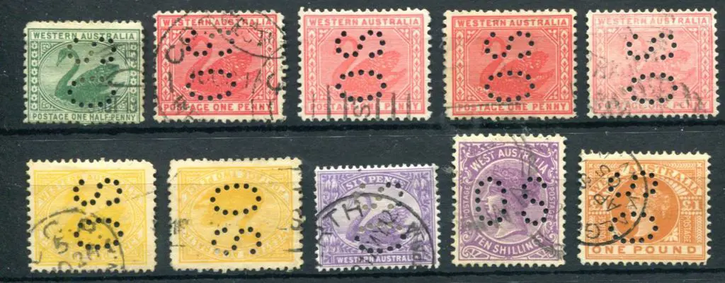 Perfins "OS" Fine used selection consisting of ½d ... Image 1++