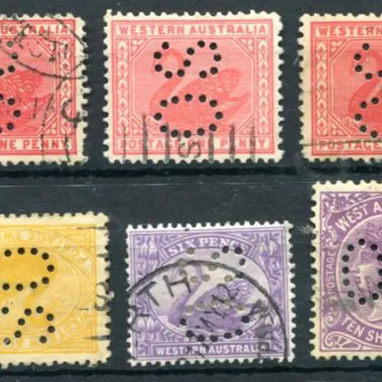 Perfins "OS" Fine used selection consisting of ½d ...