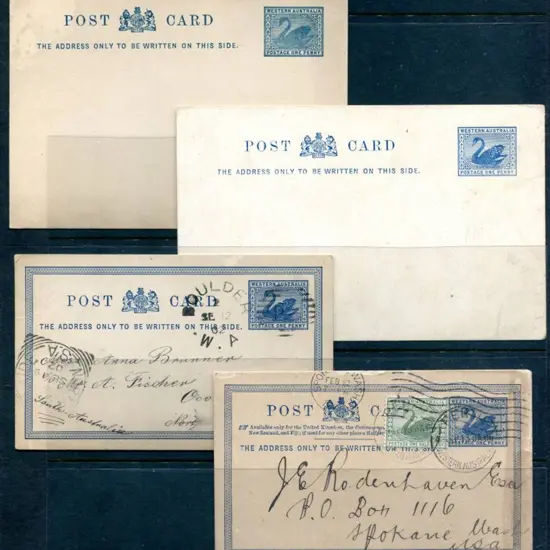 Postcards 1d blue group noting 1d steel blue with ...