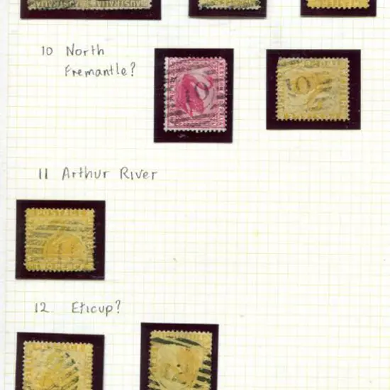 Postmarks 9 Bar numerals with Number 1 (2 stamps), ...