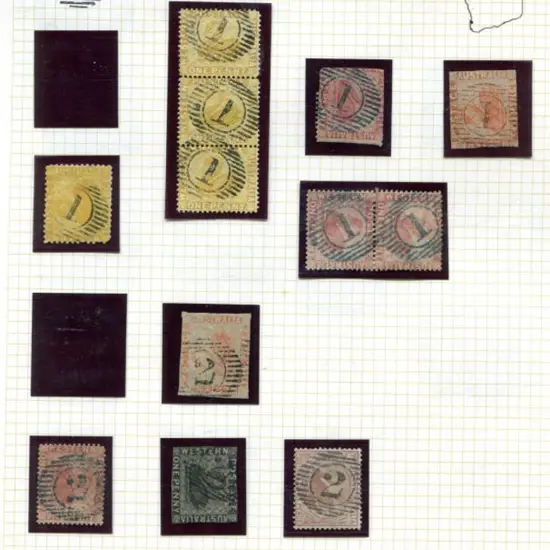 Postmarks 15 Bar numerals on 9 album pages with ...