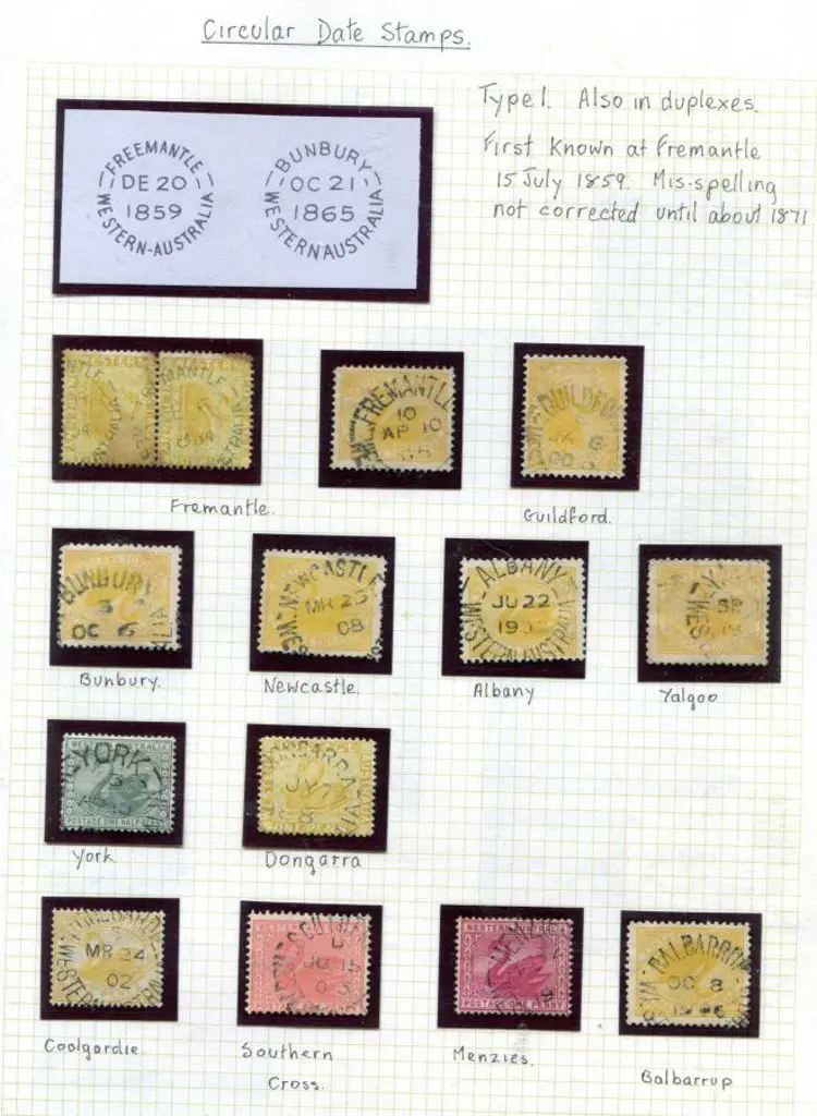 Postmarks 1850's-1914 cds's on WA stamps divided ... Image 1++
