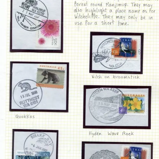 Postmarks 1971-2013 pictorial types on 9 pages ...
