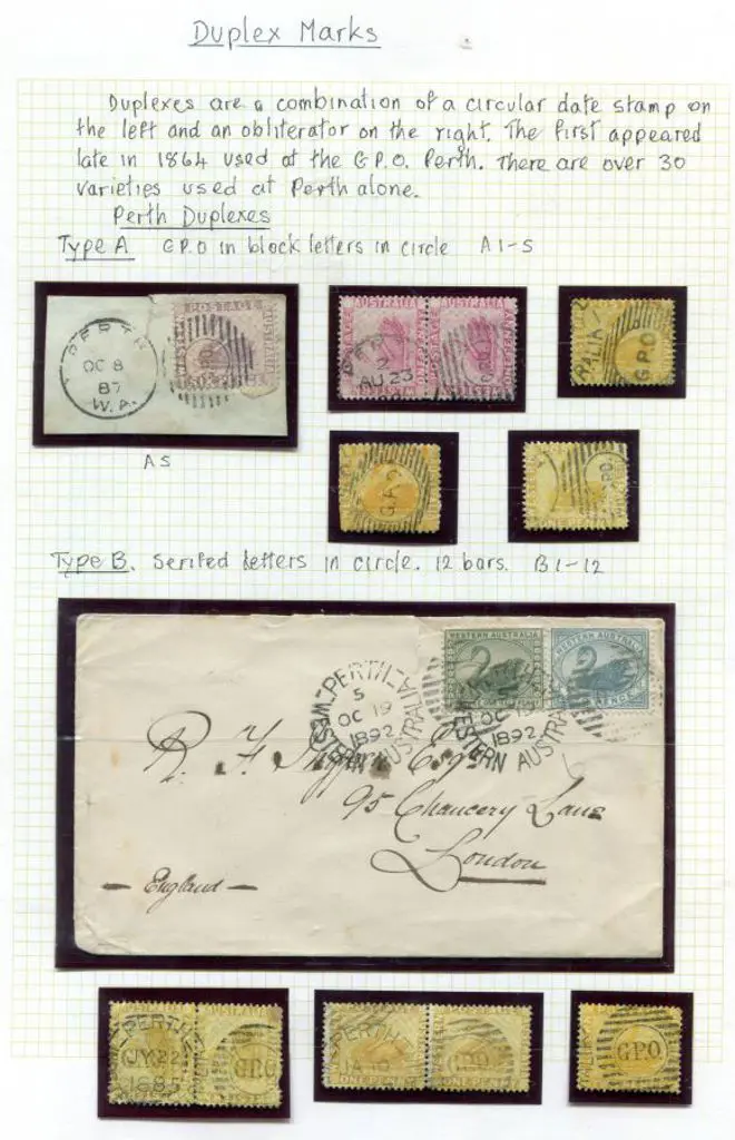 Postmarks Perth duplex cancels on 9 stamps, 6 ... Image 1++