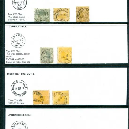 Postmarks Range of "J" postmarks noting Jarrahdale ...