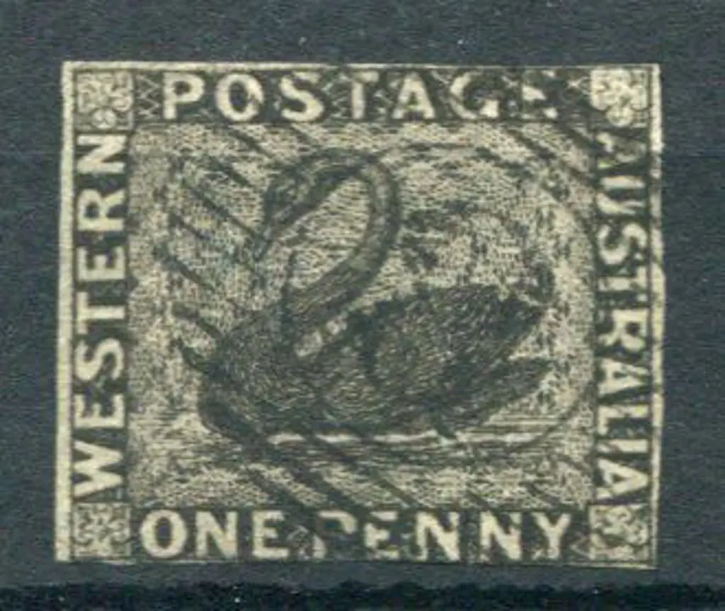 1854 1d black with 4 close margins noting design ... Image 1++