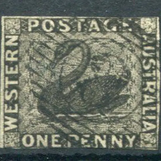 1854 1d black with 4 close margins noting design ...