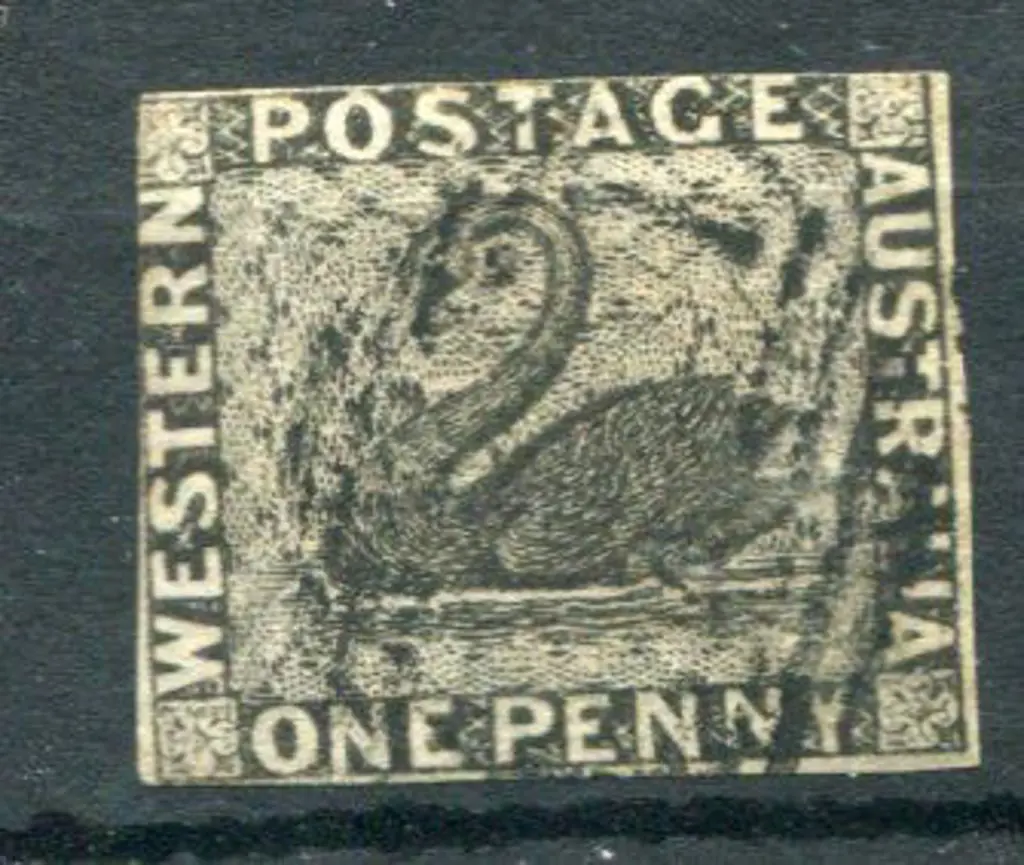 1854 1d black with right lower margins close but ... Image 1++